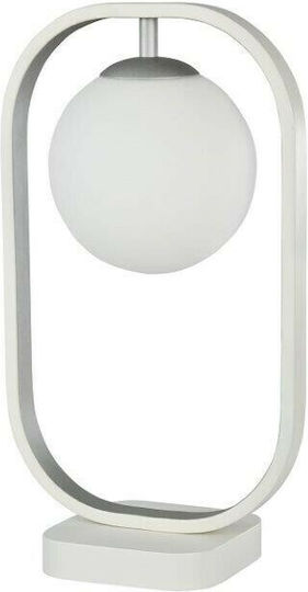 Maytoni Avola Metal Table Lamp with White Shade and Silver Base