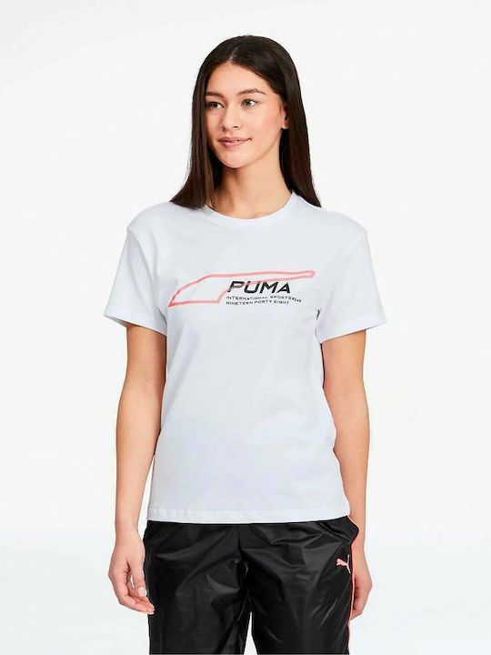 Puma Evide Formstrip Damen Sport T-Shirt Gestreift Weiß