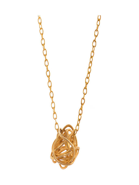 Gold Plated Silver Necklace with Design - TPGG52