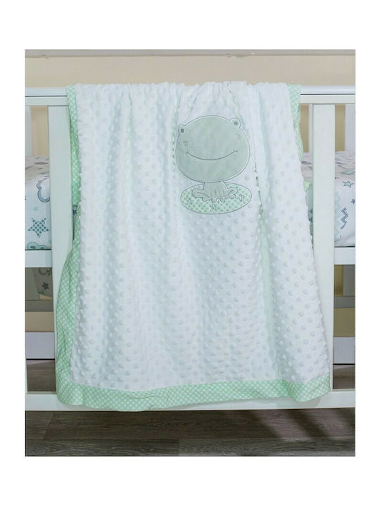 GM Home Decke Wickeltücher für Kinderzimmer Baby Collection Froggy Vlies Weiß 75x100cm