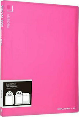 Deli Clipboard Flexible with 20 plastic sleeves Slides for Paper A4 Pink Aurora 1pcs