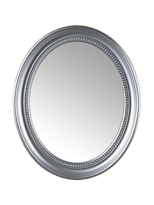 Keskor Wall Mirror Oval with Silver Plastic Frame 50x42cm 1pcs