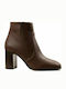 Sante Leather Women's Ankle Boots with High Heel Brown