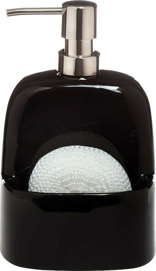 Dimitracas Bridget Tabletop Ceramic Dispenser for the Kitchen with Sponge Holder Black