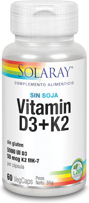 Solaray D3 & K2 Vitamin for Immune System Boost 5000iu 60 veg. caps