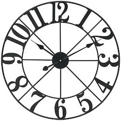 Inart Ρολόι Τοίχου Μεταλλικό Μαύρο 60cm