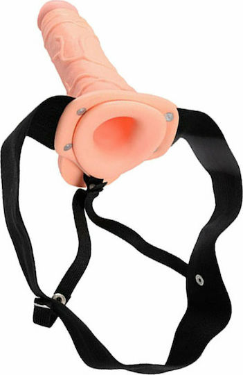 Toyz4lovers Hollow Vibrating Strap-on Real Rapture with Balls Harness with Dildo 20.50cm and Vibration in skin color