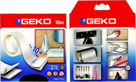 Geko Self-Adhesive Double-Sided Tape 19mmx10m 1pcs
