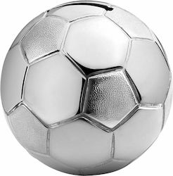 Κουμπαράς Μεταλλικός Football Ασημί 8.5x8.5x7.8cm