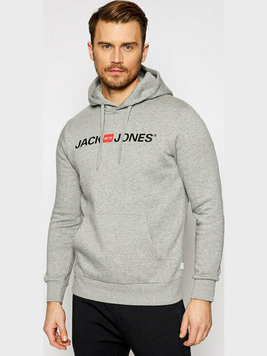 Jack & Jones Сив Мъжки Суитшърт С Качулка