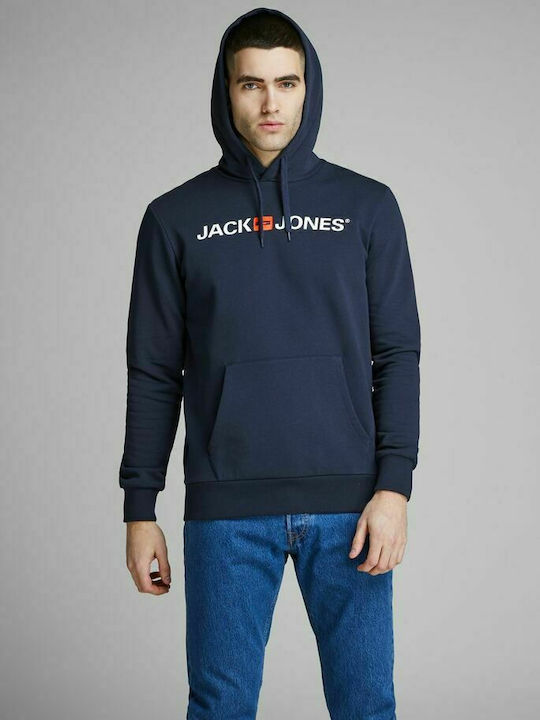 Jack & Jones Ανδρικό Φούτερ με Κουκούλα και Τσέπες Navy