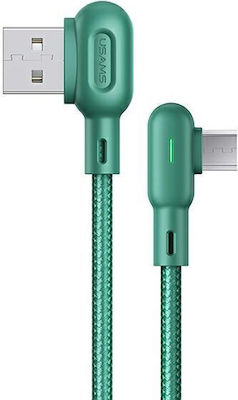 Usams U57 Winkel (90°) / Geflochten / LED USB 2.0 auf Micro-USB-Kabel Grün 1.2m (SJ458USB02) 1Stück