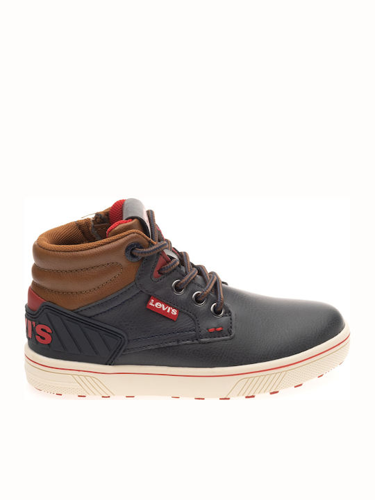Portland Leather Kids Boots with Laces Blue
