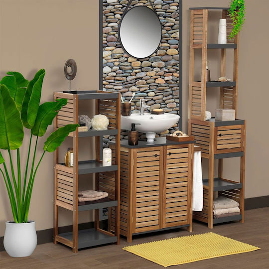 671 Element Rafturi de baie Raft Baie Lemn cu 5 Rafturi 37x30x109cm Maro
