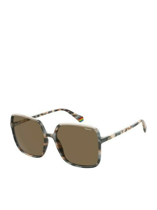 Polaroid Women's Sunglasses with Brown Tartaruga Plastic Frame and Brown Polarized Lens PLD6128/S XLTSP
