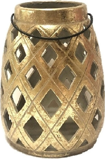 Espiel Tabletop Ceramic Lantern Gold 15.5x15.5x18.5cm