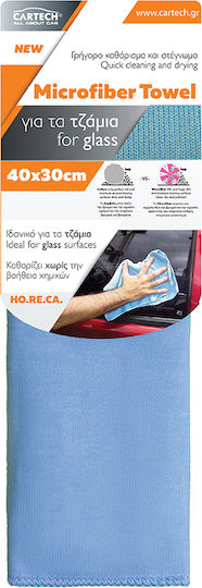 Cartech Πανί Μικροϊνών Καθαρισμού για Τζάμια Αυτοκινήτου 340gsm Μπλε 40x30cm