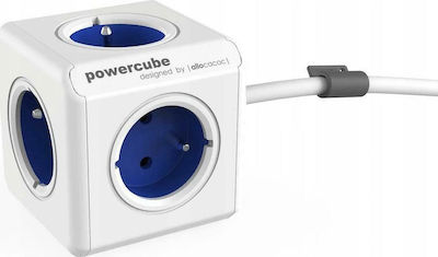 Allocacoc Extended 5-Outlet PowerCube 1.5m Blue Γαλλικού Τύπου