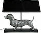 Zaros Plastic Table Lamp with Black Shade and Silver Base