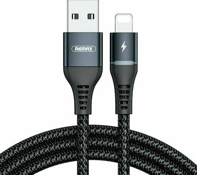 Remax LED / Braided USB to Lightning Cable Μαύρο 1m (Colorful)