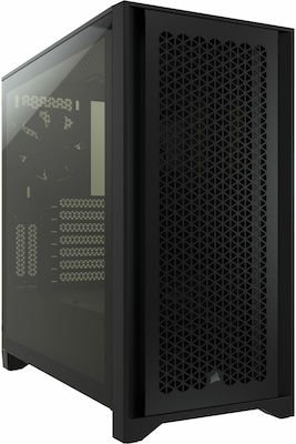 Corsair 4000D Airflow Гейминг Midi Tower Компютърна кутия със странично прозорче Черно