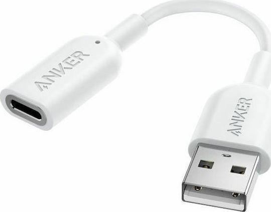 Anker Μετατροπέας USB-A male σε Lightning female Λευκό 1τμχ A8197021