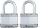 Master Lock Excell Steel Padlock Brass with Key Set 50mm 2pcs