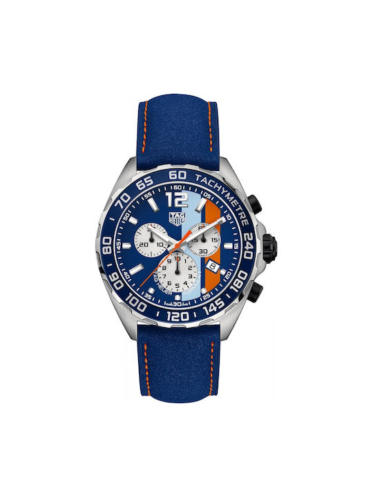 TAG Heuer Ρολόι Formula 1 με Δερμάτινο Λουράκι σε Μπλε χρώμα