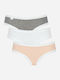 24/7 Weekend Hipster Βαμβακερά Women's Slip 3Pack with Lace White/Grey/Beige
