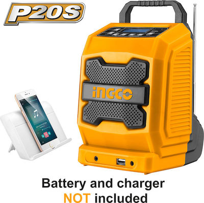 Ingco CJRLI2001 Portable Radio Battery with Bluetooth and USB Orange