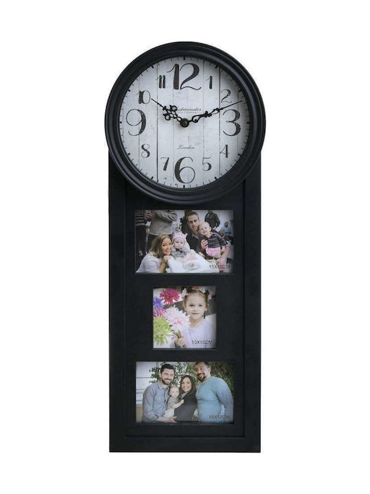 Click Wanduhr Kunststoff Schwarz 23x58cm