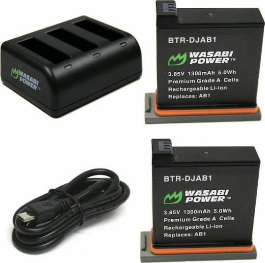 Wasabi Power Battery 2-Pack + Triple Charger for DJI Osmo Action