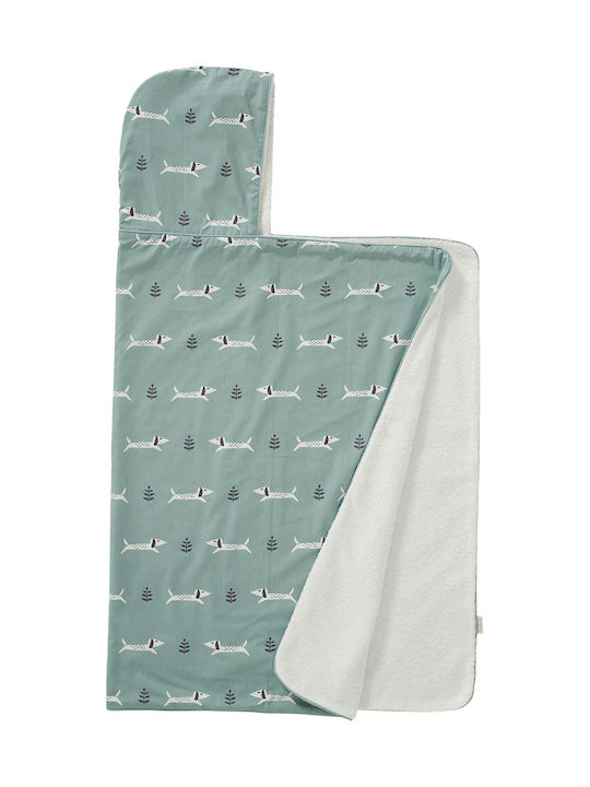 Fresk Baby Bath Towel Hooded Dachsy Turquoise 100x75cm