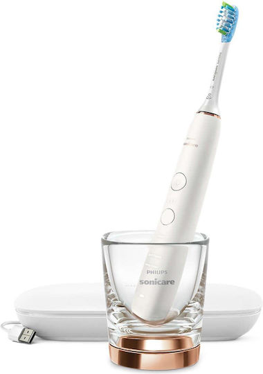 Philips Sonicare DiamondClean 9000 Electric Toothbrush with Timer, Pressure Sensor, and Travel Case Rose Gold