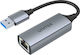 Unitek Μετατροπέας USB-A male σε RJ-45 female Ασημί 1τμχ U1309A