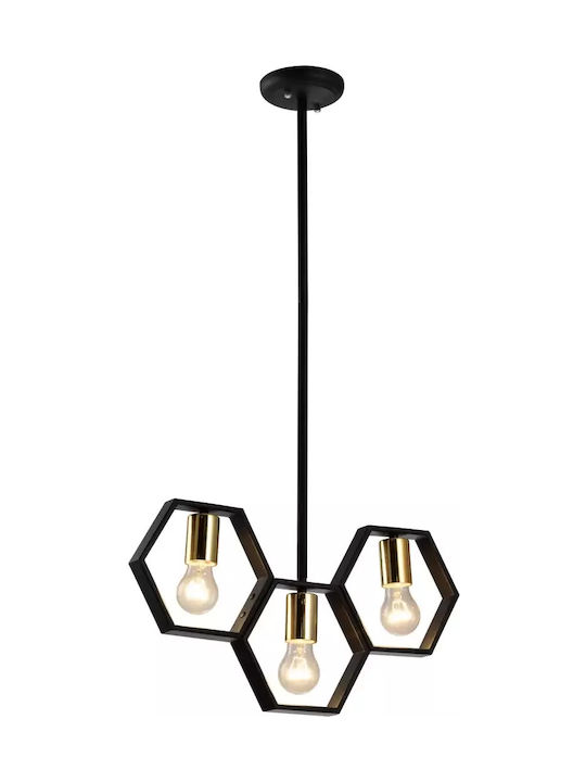 Hatzipantos Stores Pendant Light Three-Light for Socket E27 Black