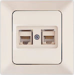 Double Network Socket RJ45 Cat6 Beige 152-16116