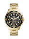 Fossil FB-03 Ανδρικό Ρολόι 46mm Μπαταρίας με Χρυσό Μεταλλικό Μπρασελέ
