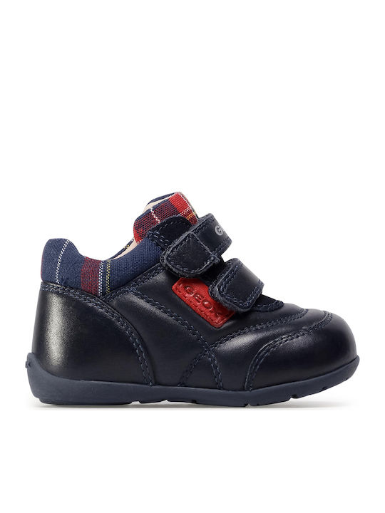 Geox Kaytan Kids Leather Anatomic Boots with Hoop & Loop Closure Navy Blue