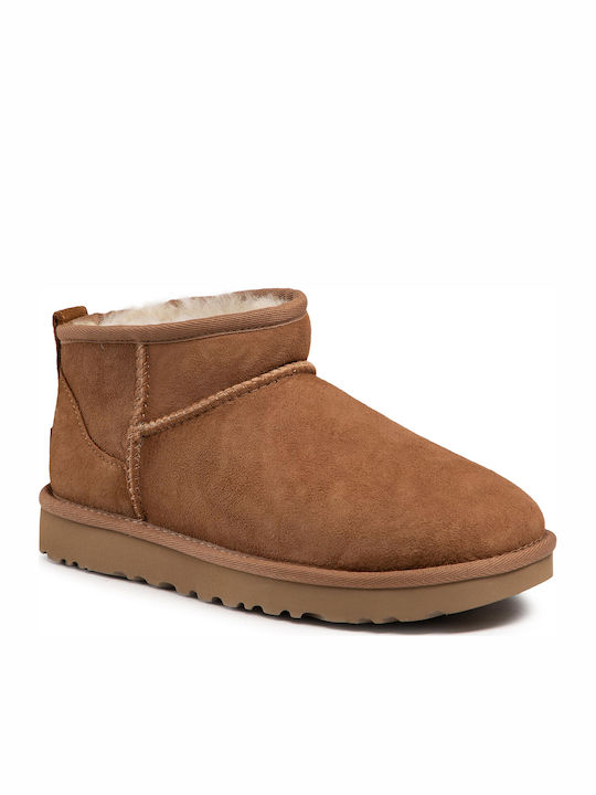 Ugg Australia Classic Ultra Mini Women's Suede Boots with Fur Chestnut
