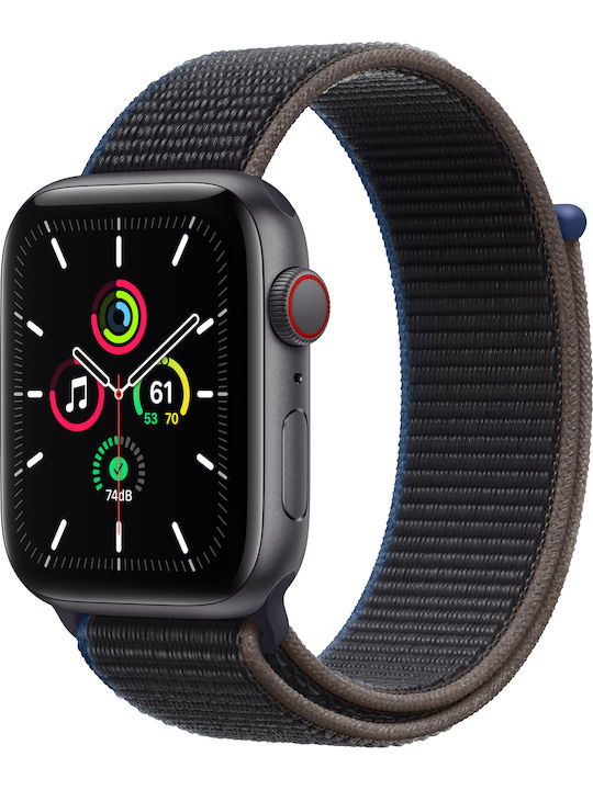 Apple Watch SE Cellular Aluminium 44mm Αδιάβροχο με eSIM και Παλμογράφο (Space Gray & Charcoal