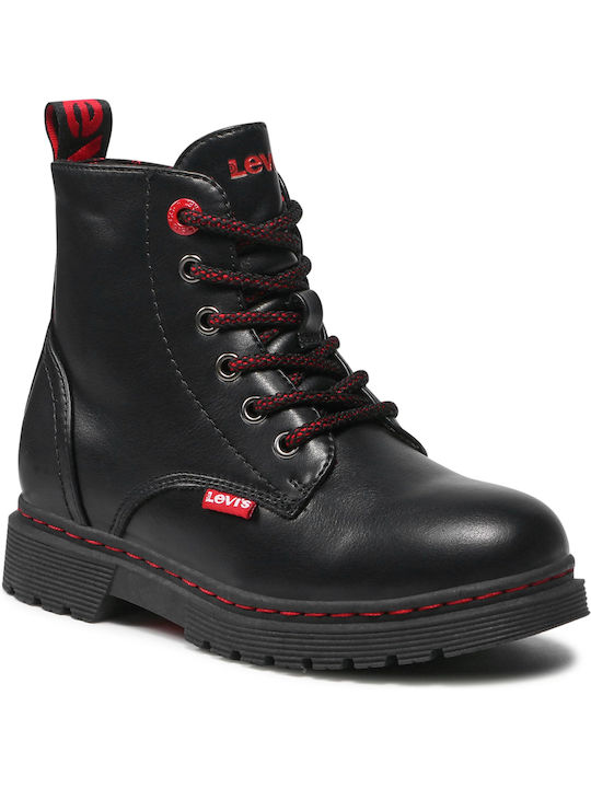 Catherine Leather Kids Boots with Zipper Black