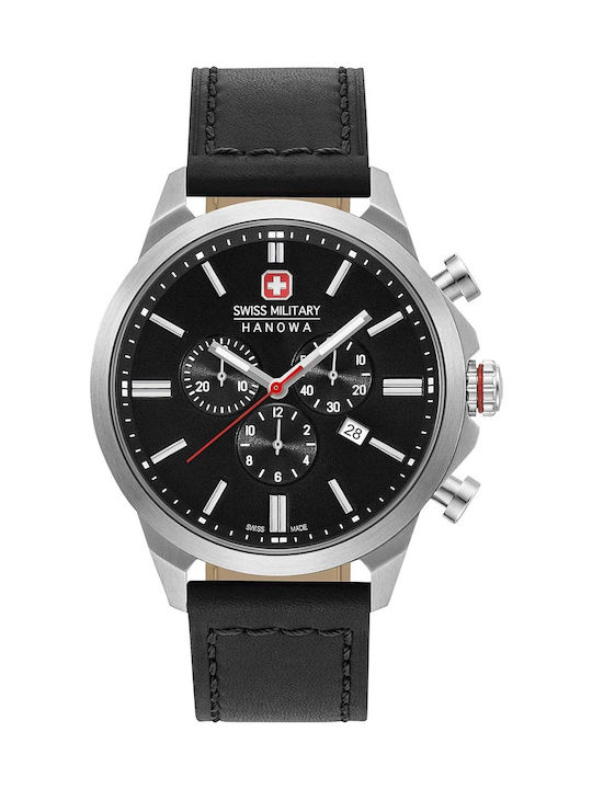 Swiss Military Hanowa Chrono Classic II Herrenuhr 45mm Chronograph Batterie mit Schwarz Lederarmband