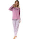 Minerva Winter Damen Pyjama-Set Baumwolle Rosa