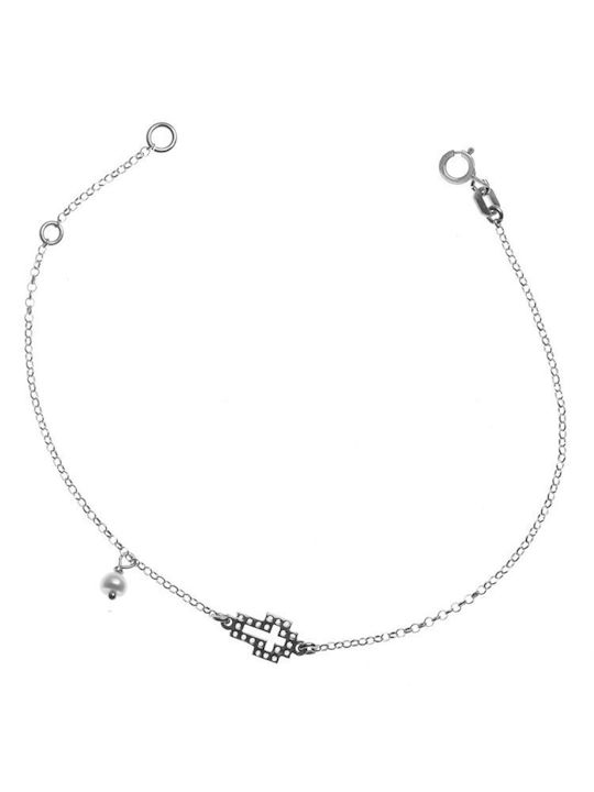 Discreet bracelet made of silver with cross and cubic zirconia stones