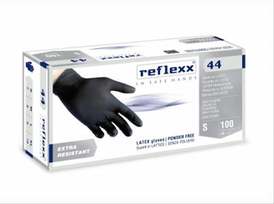 Reflexx 44 Latex Examination Gloves Powder Free Black 100pcs