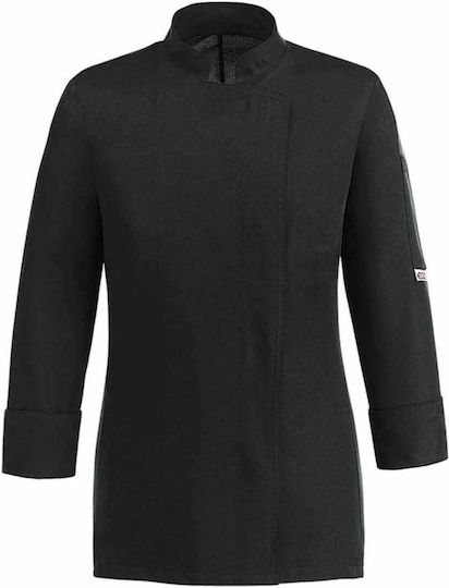 Egochef Coat Chef 100% Microfiber Female Black with Long Sleeve