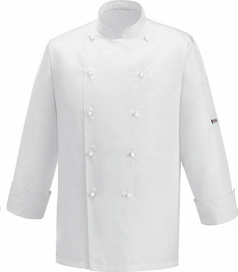 Egochef Coat Chef 100% Microfiber Unisex White with Long Sleeve Ice