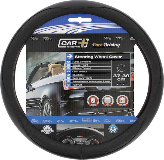 Car+ Husă Volan Auto Car+ Tourer cu Diametru 37-39cm din Piele ecologică Negru