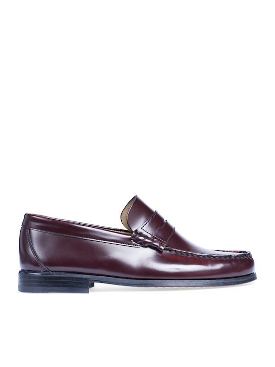 0130 Men's Leather Loafers Burgundy